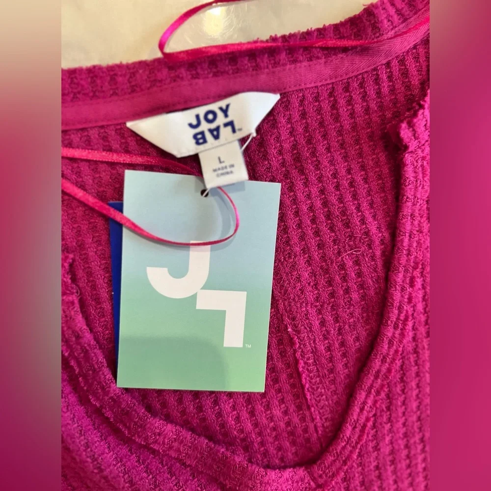 JoyLab, Women’s, Top, Long Sleeve, Waffle Knit, Open Split Neck Shirt. - Picture 4 of 7